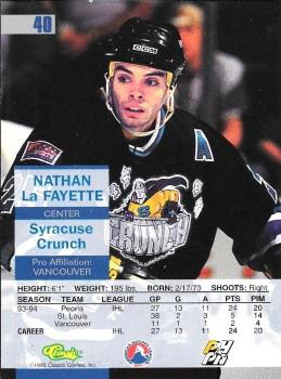 1995 Classic Images #40 Nathan LaFayette Back