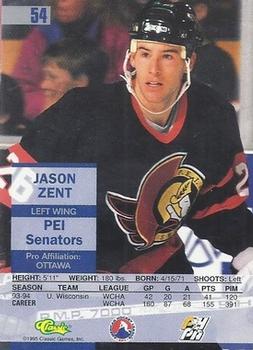 1995 Classic Images #54 Jason Zent Back