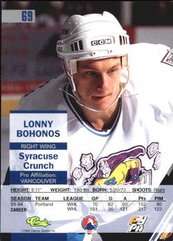 1995 Classic Images #69 Lonny Bohonos Back