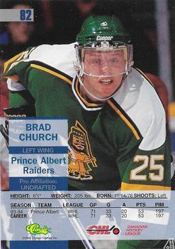 1995 Classic Images #82 Brad Church Back