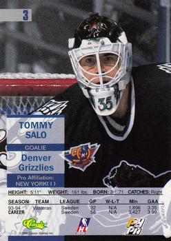 1995 Classic Images #3 Tommy Salo Back