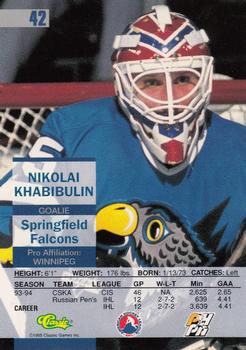 1995 Classic Images #42 Nikolai Khabibulin Back