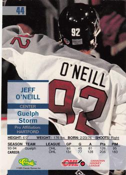 1995 Classic Images #44 Jeff O'Neill Back