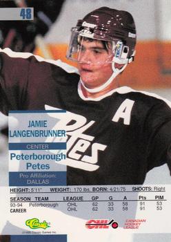 1995 Classic Images #48 Jamie Langenbrunner Back