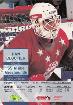 1995 Classic Images #49 Dan Cloutier Back