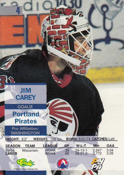 1995 Classic Images #4 Jim Carey Back