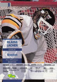 1995 Classic Images #9 Blaine Lacher Back
