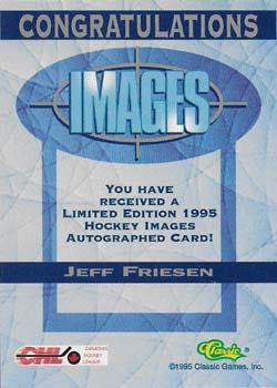 1995 Classic Images - Autographs #NNO Jeff Friesen Back