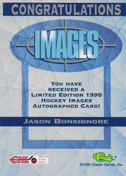 1995 Classic Images - Autographs #NNO Jason Bonsignore Back