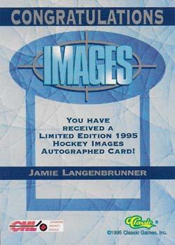 1995 Classic Images - Autographs #NNO Jamie Langenbrunner Back