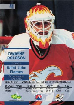 1995 Classic Images - Gold #41 Dwayne Roloson  Back