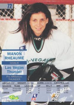 1995 Classic Images - Gold #72 Manon Rheaume  Back