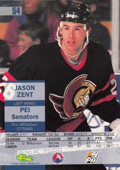 1995 Classic Images - Gold #54 Jason Zent  Back