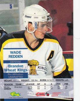 1995 Classic Images - Gold #5 Wade Redden  Back