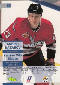 1995 Classic Images - Gold #93 Andrei Nazarov  Back