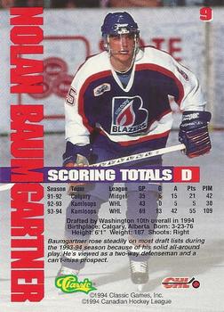 1994-95 Classic #9 Nolan Baumgartner Back