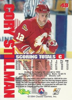 1994-95 Classic #49 Cory Stillman Back