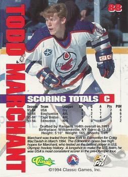 1994-95 Classic #88 Todd Marchant Back