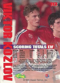 1994-95 Classic #113 Viktor Kozlov Back