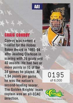 1994-95 Classic - All-Americans #AA1 Craig Conroy  Back