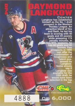 1994-95 Classic - Draft Prospects #DP4 Daymond Langkow  Back