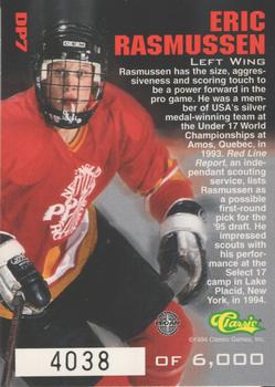 1994-95 Classic - Draft Prospects #DP7 Erik Rasmussen  Back