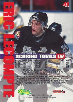 1994-95 Classic - Gold #41 Eric Lecompte  Back
