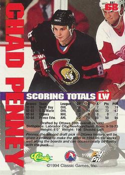 1994-95 Classic - Gold #68 Chad Penney  Back
