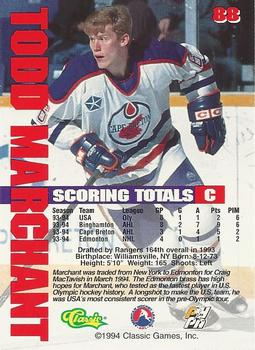 1994-95 Classic - Gold #88 Todd Marchant  Back