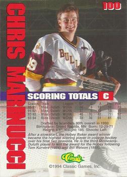 1994-95 Classic - Gold #100 Chris Marinucci  Back