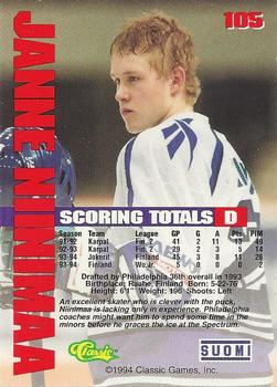 1994-95 Classic - Gold #105 Janne Niinimaa  Back