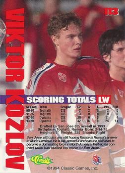 1994-95 Classic - Gold #113 Viktor Kozlov  Back