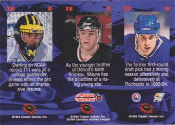1994-95 Classic - Tri-Cards #T7 / T8 / T9 David Cooper / Wayne Primeau / Steve Shields Back