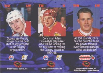 1994-95 Classic - Tri-Cards #T10 / T11 / T12 Chris Dingman / Cory Stillman / Vesa Viitakoski Back