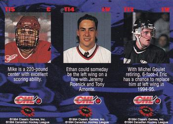 1994-95 Classic - Tri-Cards #T13 / T14 / T15 Eric Lecompte / Ethan Moreau / Mike Pomichter Back