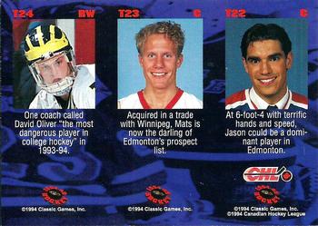 1994-95 Classic - Tri-Cards #T22 / T23 / T24 Jason Bonsignore / Mats Lindgren / David Oliver Back