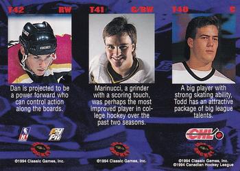 1994-95 Classic - Tri-Cards #T40 / T41 / T42 Todd Bertuzzi / Chris Marinucci / Dan Plante Back