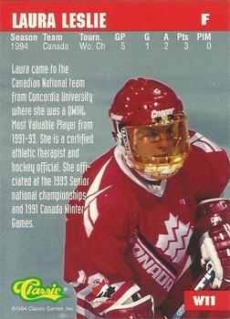 1994-95 Classic - Women of Hockey #W11 Laura Leslie Back