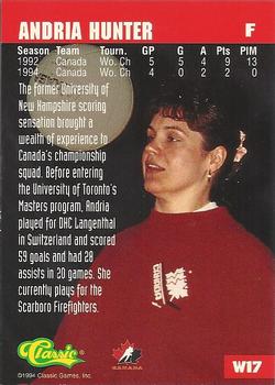 1994-95 Classic - Women of Hockey #W17 Andria Hunter Back