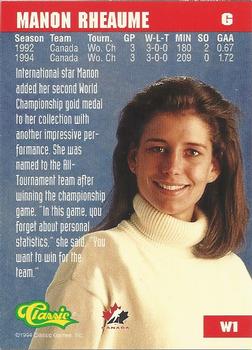 1994-95 Classic - Women of Hockey #W1 Manon Rheaume Back