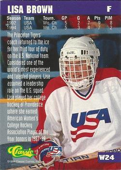 1994-95 Classic - Women of Hockey #W24 Lisa Brown Back