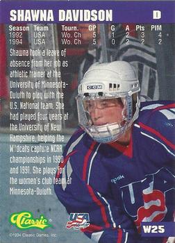 1994-95 Classic - Women of Hockey #W25 Shawna Davidson Back