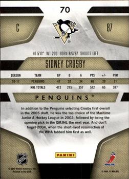 2011-12 Panini Certified #70 Sidney Crosby Back
