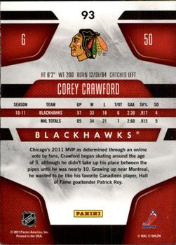 2011-12 Panini Certified #93 Corey Crawford Back