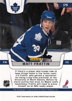 2011-12 Panini Certified #179 Matt Frattin Back