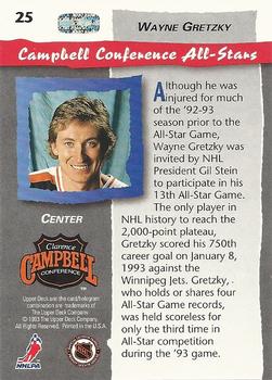 1992-93 Upper Deck All-Star Locker Series #25 Wayne Gretzky Back