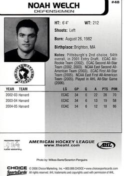2005-06 Choice AHL Top Prospects #48 Noah Welch Back