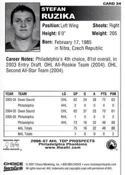 2006-07 Choice AHL Top Prospects #34 Stefan Ruzicka Back