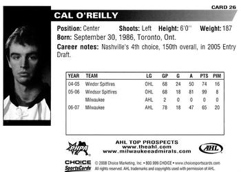 2007-08 Choice AHL Top Prospects #26 Cal O'Reilly Back