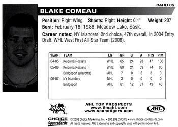 2007-08 Choice AHL Top Prospects #5 Blake Comeau Back